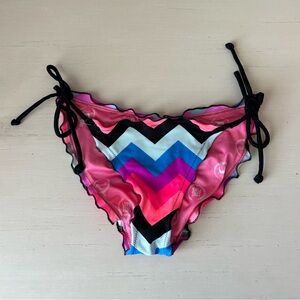 Victoria’s secret PINK multicolor side tie cheeky ruched zig zag bikini bottom
